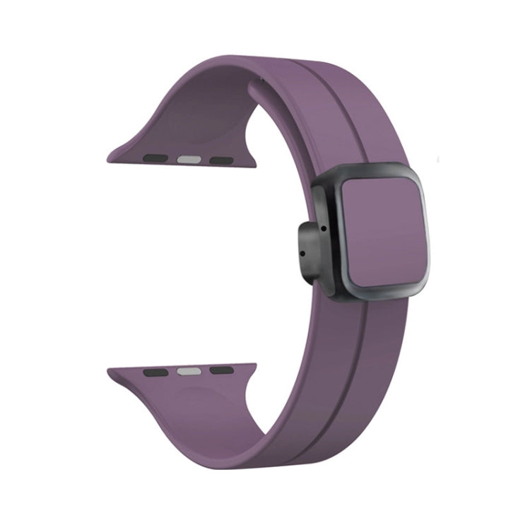 For Apple Watch Series 5 40mm Magnetic Square Buckle Silicone Watch Band(Fruit Purple) - Watch Bands by PMC Jewellery | Online Shopping South Africa | PMC Jewellery