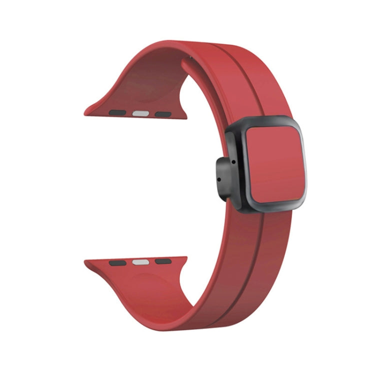 For Apple Watch Series 3 38mm Magnetic Square Buckle Silicone Watch Band(Red) - Watch Bands by PMC Jewellery | Online Shopping South Africa | PMC Jewellery