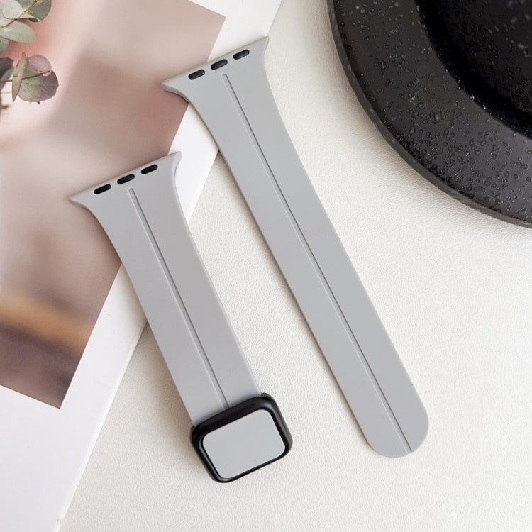 For Apple Watch Series 3 42mm Magnetic Square Buckle Silicone Watch Band(Cloud Gray) - Watch Bands by PMC TechLife | Online Shopping South Africa | PMC TechLife