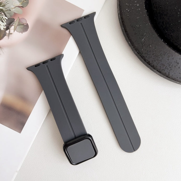 For Apple Watch Series 2 38mm Magnetic Square Buckle Silicone Watch Band(Dark Grey) - Watch Bands by PMC TechLife | Online Shopping South Africa | PMC TechLife
