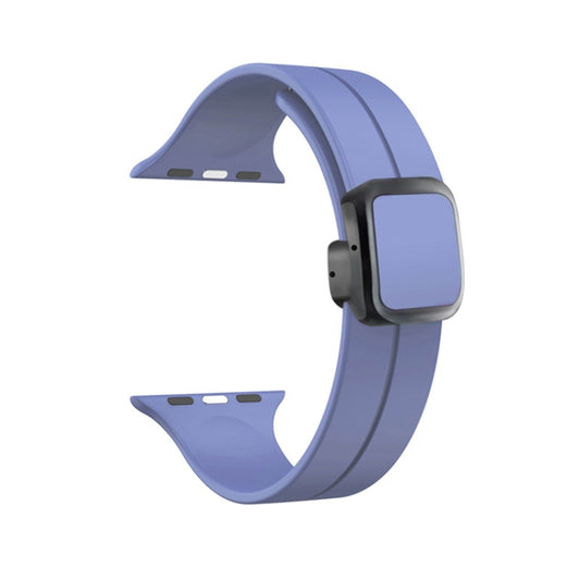 For Apple Watch Series 2 38mm Magnetic Square Buckle Silicone Watch Band(Lilacs Purple) - Watch Bands by PMC Jewellery | Online Shopping South Africa | PMC Jewellery