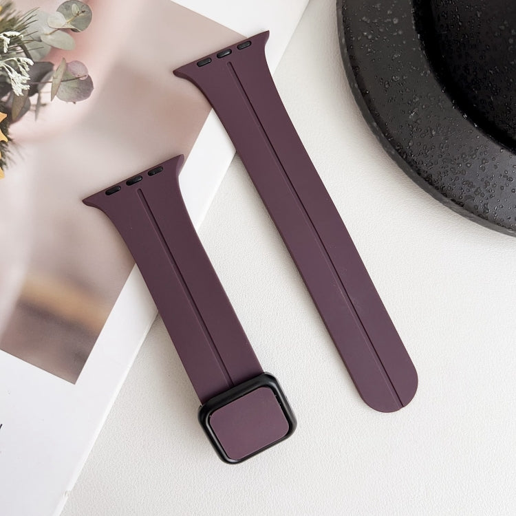 For Apple Watch 42mm Magnetic Square Buckle Silicone Watch Band(Fruit Purple) - Watch Bands by PMC Jewellery | Online Shopping South Africa | PMC Jewellery