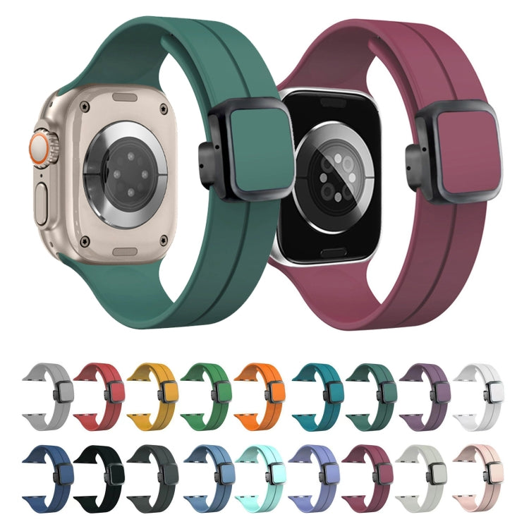 For Apple Watch Series 4 40mm Magnetic Square Buckle Silicone Watch Band(Rock Green) - free shipping - PMC TechLife - Order now!