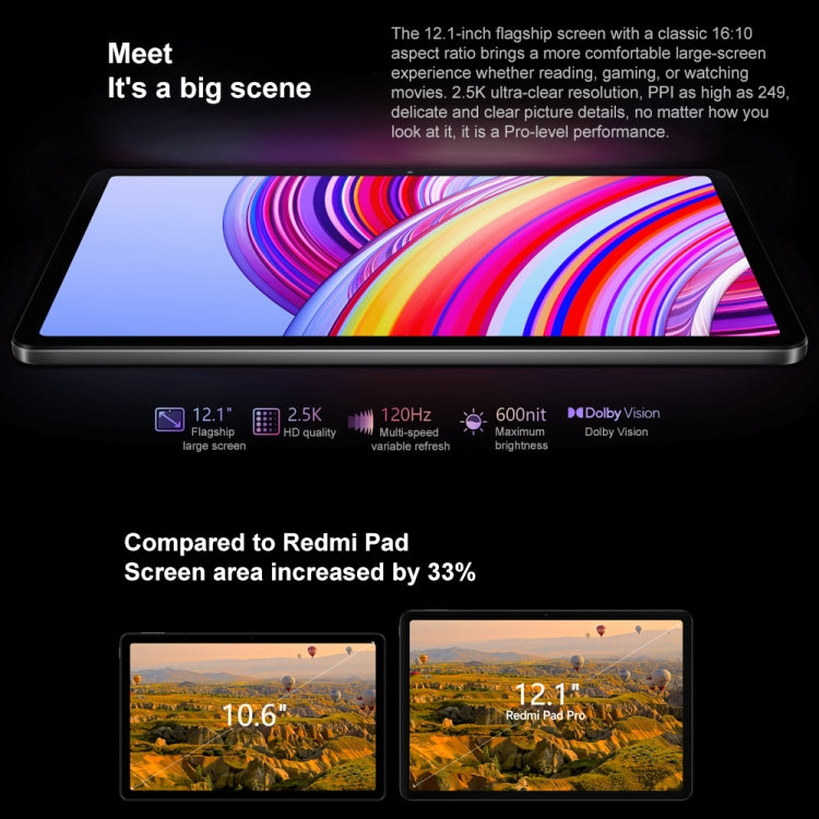 Xiaomi Redmi Pad Pro 12.1 inch Tablet PC, 8GB+256GB, HyperOS Qualcomm Snapdragon 7s Gen2 Octa Core, 10000mAh Battery(Cyan) - free shipping - PMC TechLife - Order now!