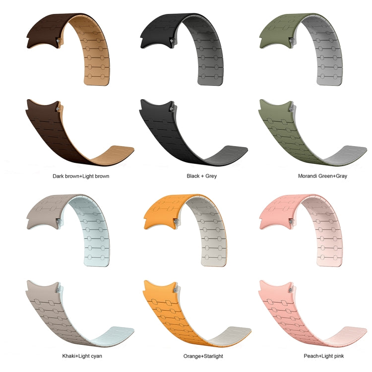 For Samsung Galaxy Watch 6 / 5 / 4 Two Color Loop Magnetic Silicone Watch Band(Green+Grey) - Watch Bands by PMC TechLife | Online Shopping South Africa | PMC TechLife