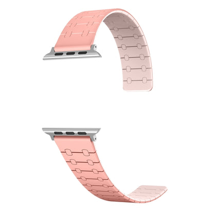 For Apple Watch SE 2023 40mm Two Color Loop Magnetic Silicone Watch Band(Peach+Light Pink) - Watch Bands by PMC Jewellery | Online Shopping South Africa | PMC Jewellery