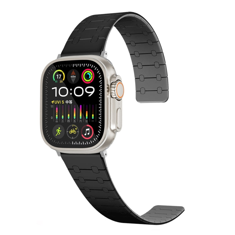 For Apple Watch Ultra 2 49mm Two Color Loop Magnetic Silicone Watch Band(Black+Grey) - Watch Bands by PMC Jewellery | Online Shopping South Africa | PMC Jewellery