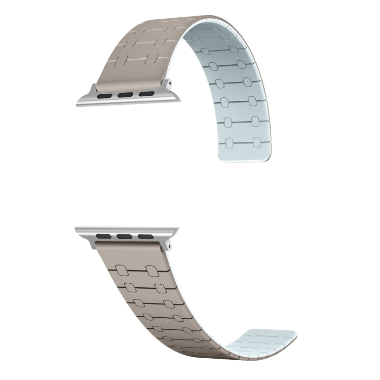 For Apple Watch Ultra 2 49mm Two Color Loop Magnetic Silicone Watch Band(Khaki+Light Green) - Watch Bands by PMC TechLife | Online Shopping South Africa | PMC TechLife