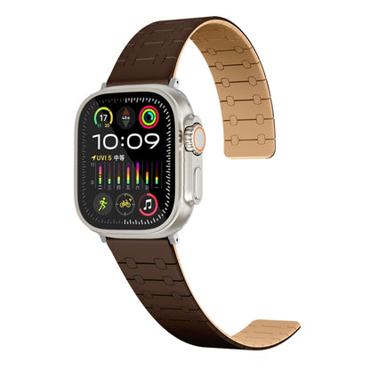 For Apple Watch Ultra 2 49mm Two Color Loop Magnetic Silicone Watch Band(Dark Brown+Light Brown) - Watch Bands by PMC Jewellery | Online Shopping South Africa | PMC Jewellery