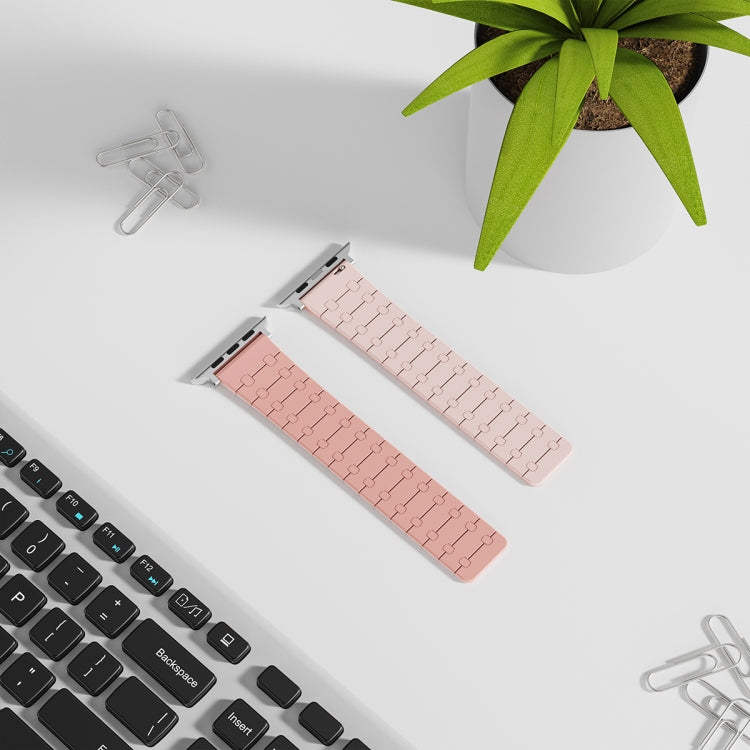 For Apple Watch Series 9 45mm Two Color Loop Magnetic Silicone Watch Band(Peach+Light Pink) - Watch Bands by PMC TechLife | Online Shopping South Africa | PMC TechLife
