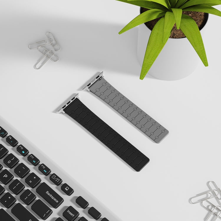 For Apple Watch Series 8 41mm Two Color Loop Magnetic Silicone Watch Band(Black+Grey) - Watch Bands by PMC TechLife | Online Shopping South Africa | PMC TechLife