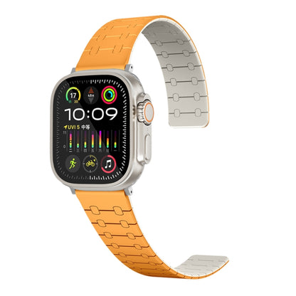 For Apple Watch Series 8 41mm Two Color Loop Magnetic Silicone Watch Band(Orange+Starlight) - Watch Bands by PMC Jewellery | Online Shopping South Africa | PMC Jewellery