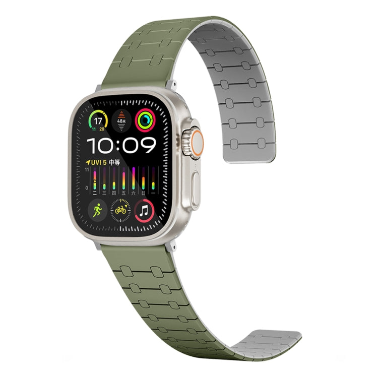 For Apple Watch SE 2022 40mm Two Color Loop Magnetic Silicone Watch Band(Green+Grey) - free shipping - PMC TechLife - Order now!