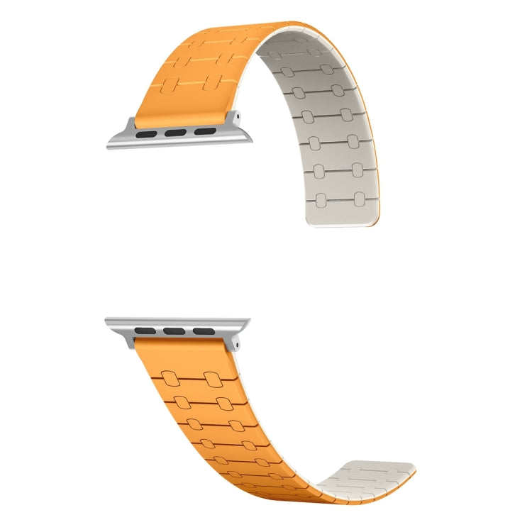 For Apple Watch Series 7 41mm Two Color Loop Magnetic Silicone Watch Band(Orange+Starlight) - Watch Bands by PMC Jewellery | Online Shopping South Africa | PMC Jewellery