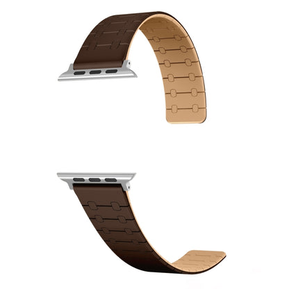 For Apple Watch SE 44mm Two Color Loop Magnetic Silicone Watch Band(Dark Brown+Light Brown) - Watch Bands by PMC Jewellery | Online Shopping South Africa | PMC Jewellery