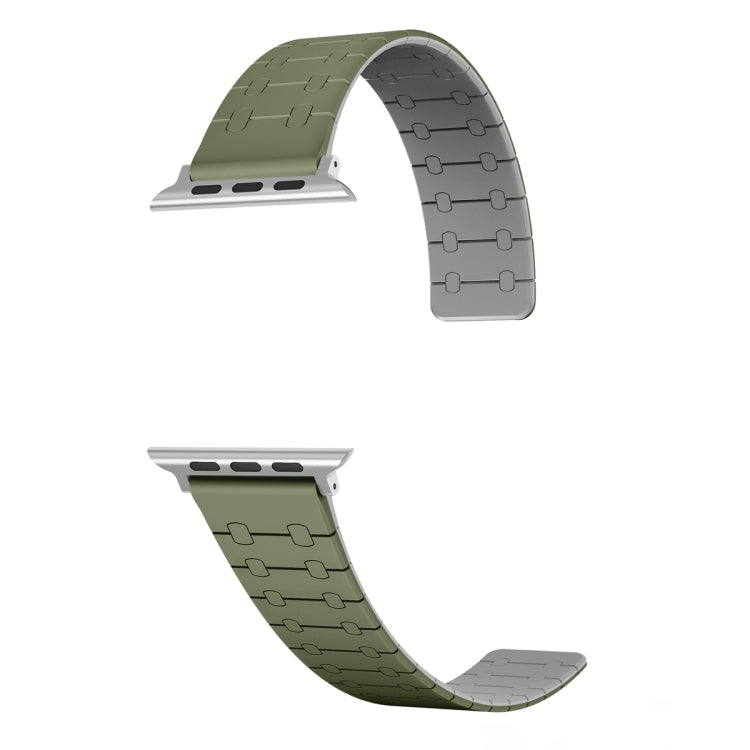 For Apple Watch Series 5 44mm Two Color Loop Magnetic Silicone Watch Band(Green+Grey) - Watch Bands by PMC TechLife | Online Shopping South Africa | PMC TechLife