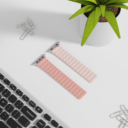 For Apple Watch Series 2 42mm Two Color Loop Magnetic Silicone Watch Band(Peach+Light Pink) - Watch Bands by PMC Jewellery | Online Shopping South Africa | PMC Jewellery