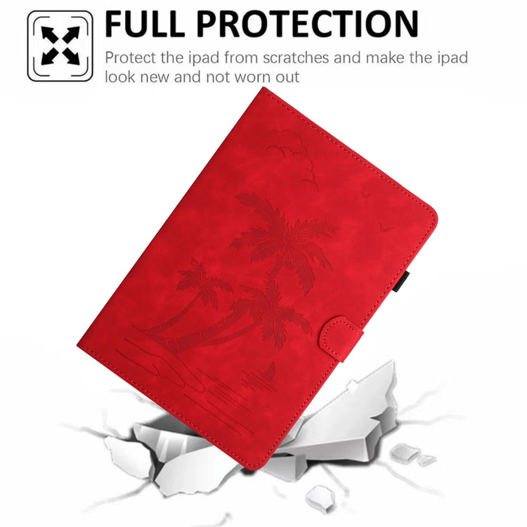 For iPad Pro 11 2024 Coconut Tree Embossed Smart Leather Tablet Case(Red) - iPad Pro 11 2024 Cases by PMC Jewellery | Online Shopping South Africa | PMC Jewellery | Buy Now Pay Later Mobicred