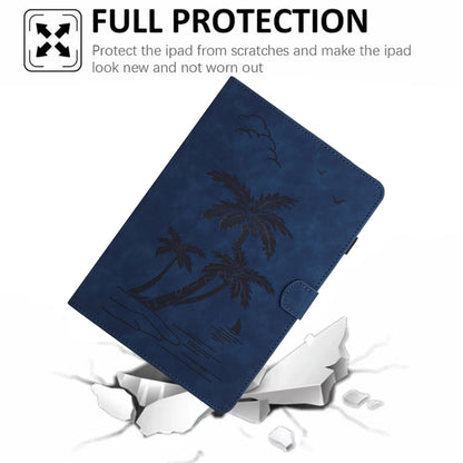 For iPad Pro 11 2024 Coconut Tree Embossed Smart Leather Tablet Case(Blue) - iPad Pro 11 2024 Cases by PMC Jewellery | Online Shopping South Africa | PMC Jewellery | Buy Now Pay Later Mobicred