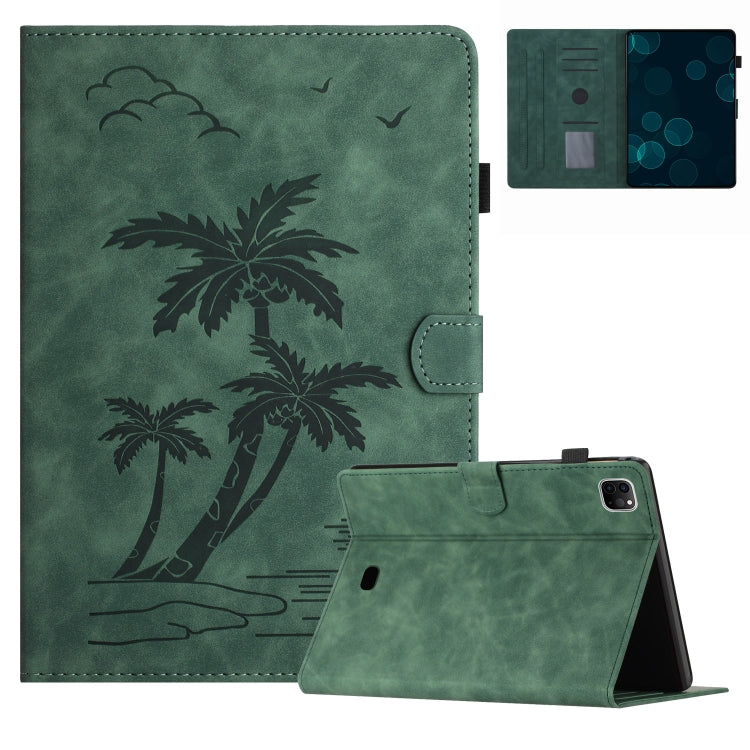 For iPad Pro 11 2024 Coconut Tree Embossed Smart Leather Tablet Case(Green) - iPad Pro 11 2024 Cases by PMC Jewellery | Online Shopping South Africa | PMC Jewellery | Buy Now Pay Later Mobicred