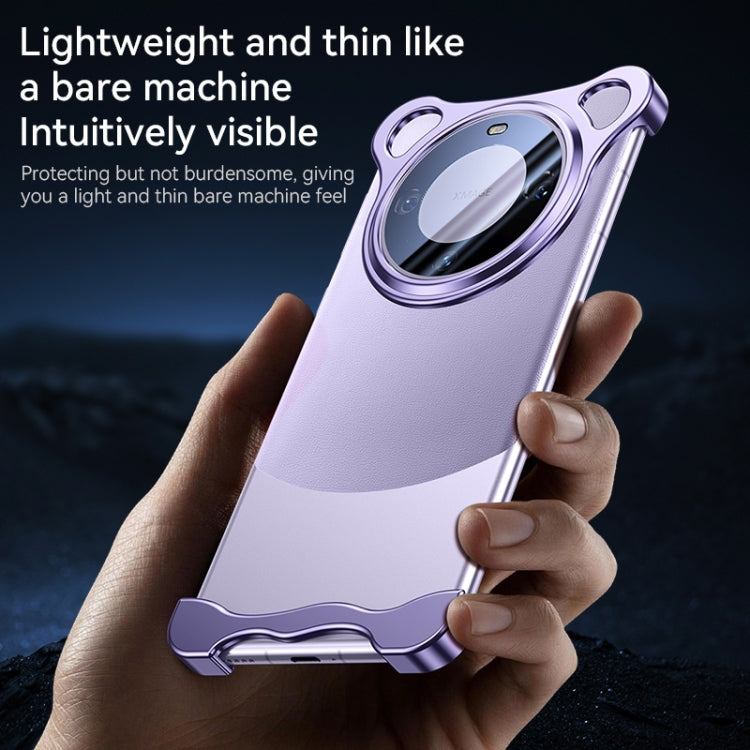 For Huawei Mate 60 Pro+ Frameless Metal Corner Pad Phone Case with Lens Film(Purple) - Huawei Cases by PMC Jewellery | Online Shopping South Africa | PMC Jewellery | Buy Now Pay Later Mobicred