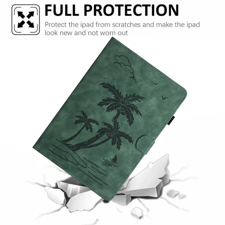 For Samsung Galaxy Tab S9 X710/X716B/X718U Coconut Tree Embossed Smart Leather Tablet Case(Green) - Galaxy Tab S9 Cases by PMC Jewellery | Online Shopping South Africa | PMC Jewellery | Buy Now Pay Later Mobicred