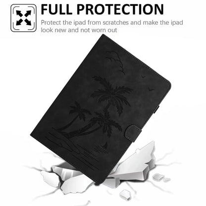 For Samsung Galaxy Tab S9 FE X510/X516B Coconut Tree Embossed Smart Leather Tablet Case(Black) - Galaxy Tab S9 FE by PMC Jewellery | Online Shopping South Africa | PMC Jewellery | Buy Now Pay Later Mobicred