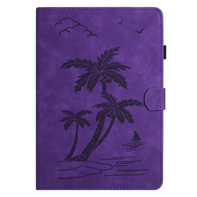 For Samsung Galaxy Tab S9 FE X510/X516B Coconut Tree Embossed Smart Leather Tablet Case(Purple) - Galaxy Tab S9 FE by PMC Jewellery | Online Shopping South Africa | PMC Jewellery | Buy Now Pay Later Mobicred