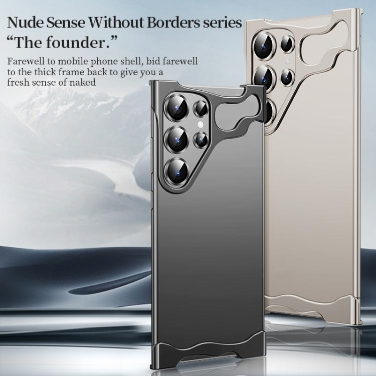 For Samsung Galaxy S25 Ultra 5G Frameless Metal Corner Pad Phone Case with Lens Film(Black) - Galaxy S25 Ultra 5G Cases by PMc TechLife | Online Shopping South Africa | PMc TechLife | Buy Now Pay Later Mobicred