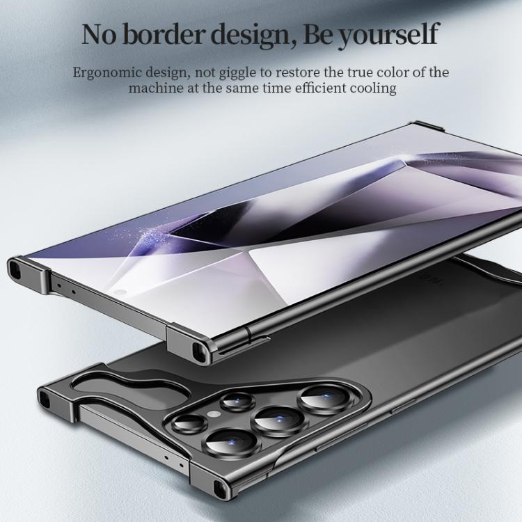 For Samsung Galaxy S25 Ultra 5G Frameless Metal Corner Pad Phone Case with Lens Film(Black) - Galaxy S25 Ultra 5G Cases by PMc TechLife | Online Shopping South Africa | PMc TechLife | Buy Now Pay Later Mobicred
