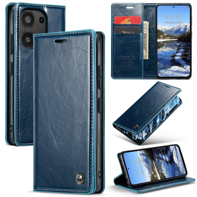 For Xiaomi Redmi Note 13 Pro 4G CaseMe 003 Crazy Horse Texture Flip Leather Phone Case(Blue Green) - Xiaomi Cases by CaseMe | Online Shopping South Africa | PMC Jewellery | Buy Now Pay Later Mobicred