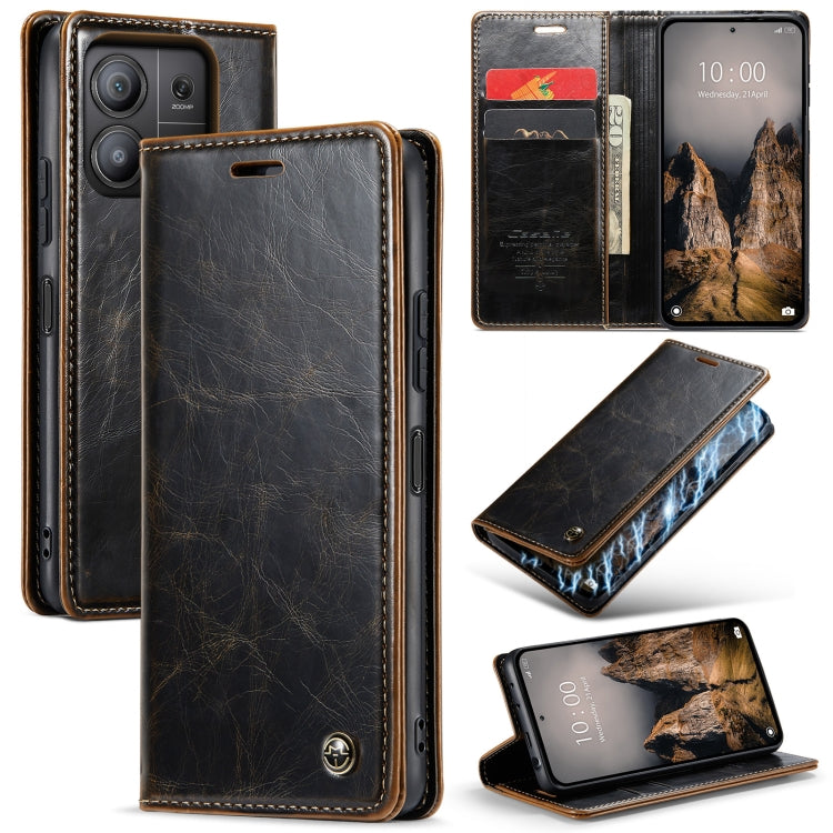 For Xiaomi Redmi Note 13 Pro 5G CaseMe 003 Crazy Horse Texture Flip Leather Phone Case(Coffee) - Xiaomi Cases by CaseMe | Online Shopping South Africa | PMC Jewellery | Buy Now Pay Later Mobicred