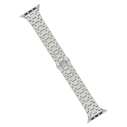 For Apple Watch SE 2023 40mm Double T Stainless Steel Watch Band(Starlight) - Watch Bands by PMC Jewellery | Online Shopping South Africa | PMC Jewellery