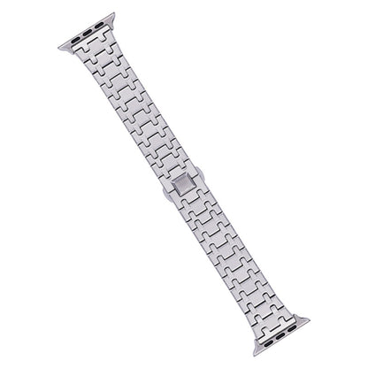 For Apple Watch Ultra 2 49mm Double T Stainless Steel Watch Band(Silver) - Watch Bands by PMC Jewellery | Online Shopping South Africa | PMC Jewellery