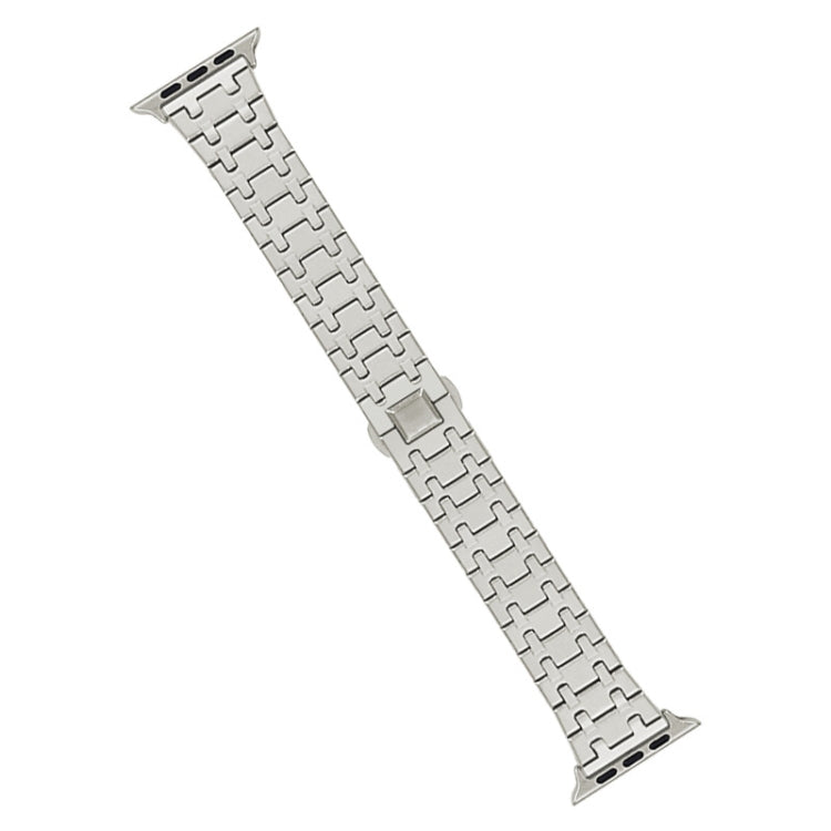 For Apple Watch Series 9 45mm Double T Stainless Steel Watch Band(Starlight) - Watch Bands by PMC TechLife | Online Shopping South Africa | PMC TechLife