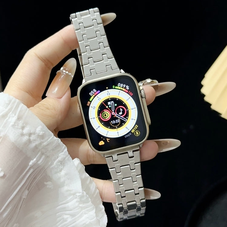 For Apple Watch Series 8 45mm Double T Stainless Steel Watch Band(Silver) - Watch Bands by PMC TechLife | Online Shopping South Africa | PMC TechLife