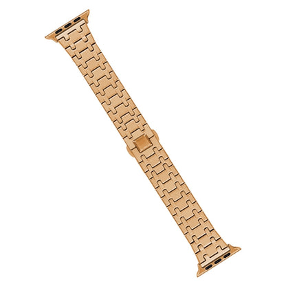 For Apple Watch Series 7 45mm Double T Stainless Steel Watch Band(Rose Gold) - Watch Bands by PMC Jewellery | Online Shopping South Africa | PMC Jewellery