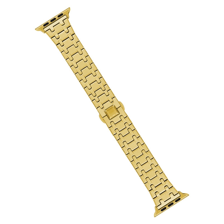For Apple Watch SE 44mm Double T Stainless Steel Watch Band(Gold) - Watch Bands by PMC TechLife | Online Shopping South Africa | PMC TechLife