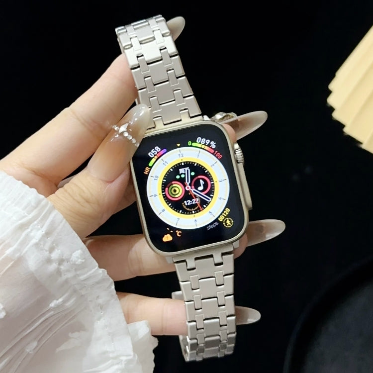 For Apple Watch Series 6 40mm Double T Stainless Steel Watch Band(Starlight) - Watch Bands by PMC TechLife | Online Shopping South Africa | PMC TechLife