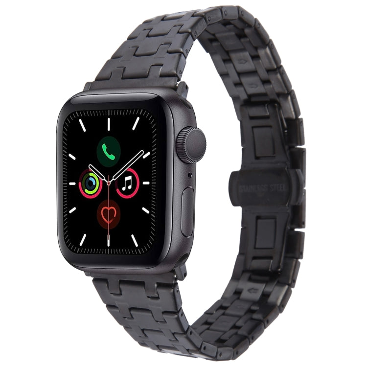 For Apple Watch Series 5 40mm Double T Stainless Steel Watch Band(Black) - Watch Bands by PMC TechLife | Online Shopping South Africa | PMC TechLife