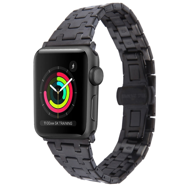 For Apple Watch Series 3 38mm Double T Stainless Steel Watch Band(Black) - free shipping - PMC TechLife - Order now!