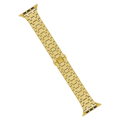 For Apple Watch Series 3 38mm Double T Stainless Steel Watch Band(Gold) - Watch Bands by PMC Jewellery | Online Shopping South Africa | PMC Jewellery