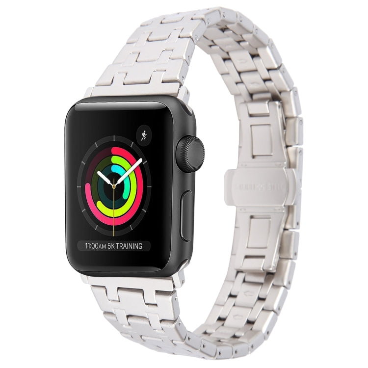 For Apple Watch Series 3 42mm Double T Stainless Steel Watch Band(Starlight) - Watch Bands by PMC Jewellery | Online Shopping South Africa | PMC Jewellery