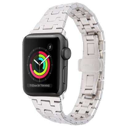 For Apple Watch Series 3 42mm Double T Stainless Steel Watch Band(Starlight) - Watch Bands by PMC Jewellery | Online Shopping South Africa | PMC Jewellery