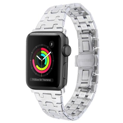 For Apple Watch Series 3 42mm Double T Stainless Steel Watch Band(Silver) - Watch Bands by PMC Jewellery | Online Shopping South Africa | PMC Jewellery