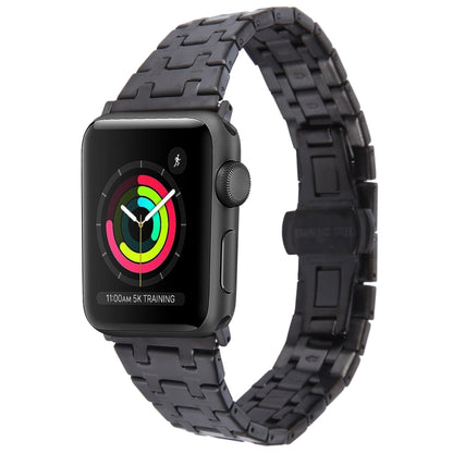 For Apple Watch Series 2 42mm Double T Stainless Steel Watch Band(Black) - Watch Bands by PMC Jewellery | Online Shopping South Africa | PMC Jewellery