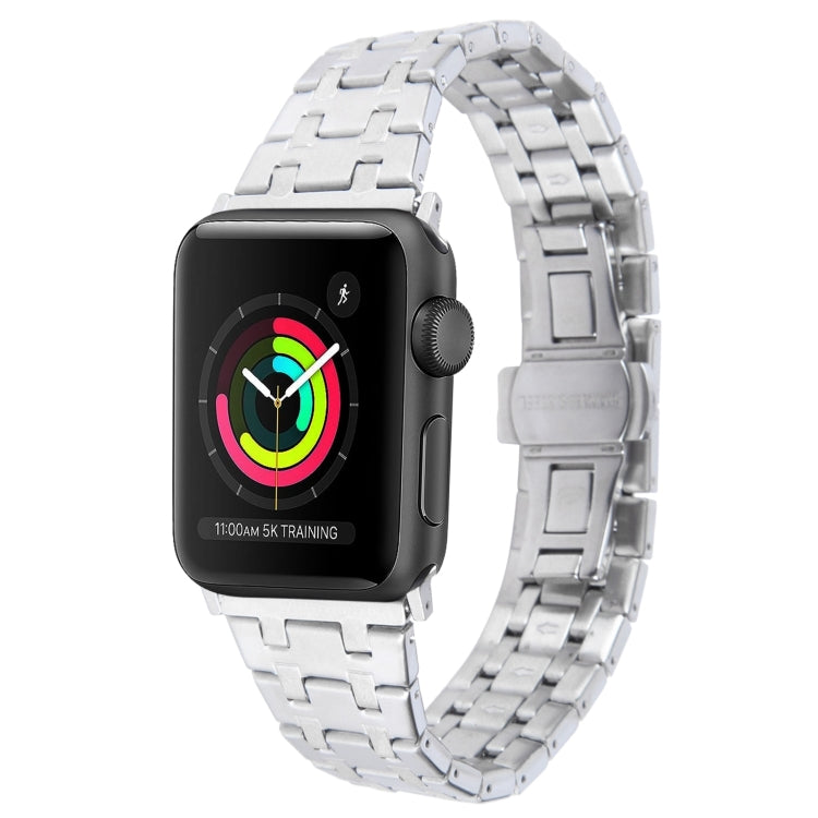 For Apple Watch Series 2 42mm Double T Stainless Steel Watch Band(Silver) - Watch Bands by PMC TechLife | Online Shopping South Africa | PMC TechLife