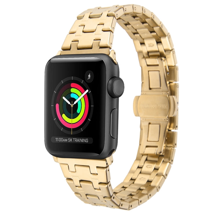 For Apple Watch Series 2 38mm Double T Stainless Steel Watch Band(Gold) - Watch Bands by PMC TechLife | Online Shopping South Africa | PMC TechLife