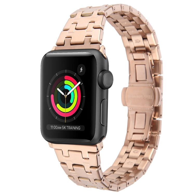 For Apple Watch 38mm Double T Stainless Steel Watch Band(Rose Gold) - Watch Bands by PMC TechLife | Online Shopping South Africa | PMC TechLife