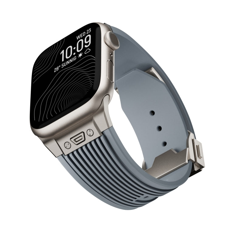 For Apple Watch Series 3 42mm Vertical Texture Titanium Buckle Elastic Silicone Watch Band(Grey) - free shipping - PMC TechLife - Order now!